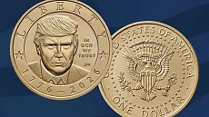 Впервые за сто лет. Трамп стал первым действующим президентом США, вычеканенным на монете в $1 Впервые за сто лет. Трамп стал первым действующим президентом США, вычеканенным на монете в $1